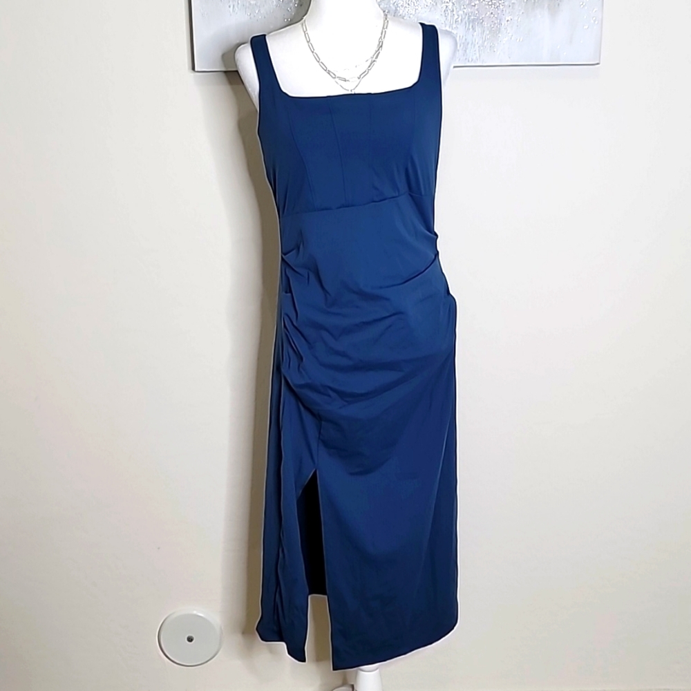 **SOLD** NEW Halara Square Neck Bodycon Majolica Blue Dress - Picture 3 of 5